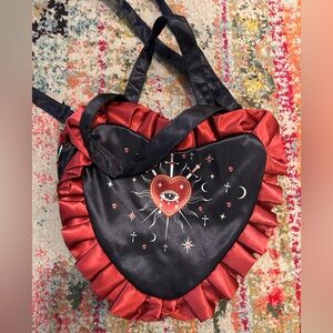 Romwe Heart-Shaped Red and Black Tote Bag